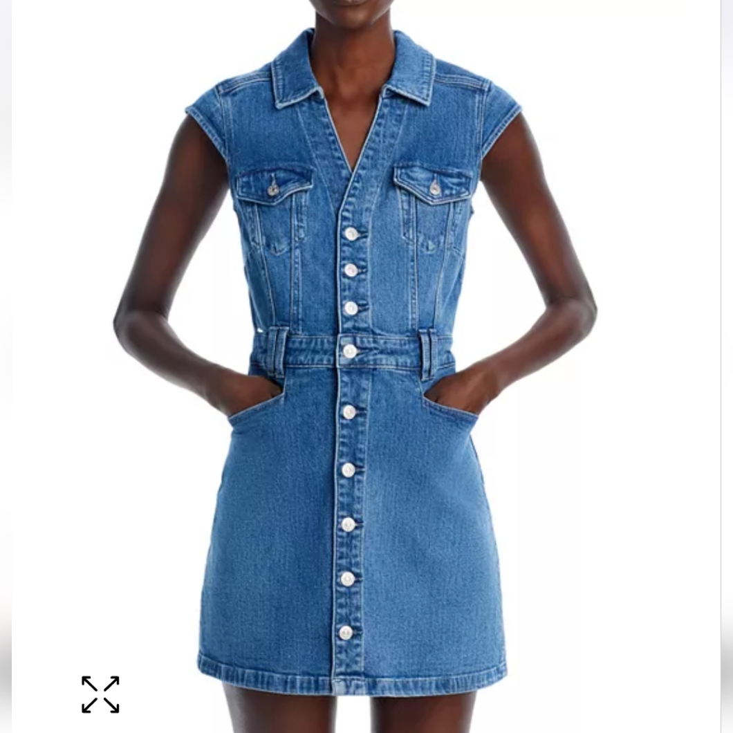 Paige Blue Denim Button-Front Mini Dress
